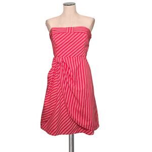 Vintage ANTHROPOLOGIE LIL Red White  Stripe Strapless Dress 10